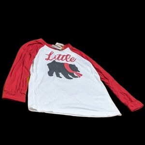 Family Jammies Size 8-10 Little Bear Red White & Black Pajama Long Sleeve Top